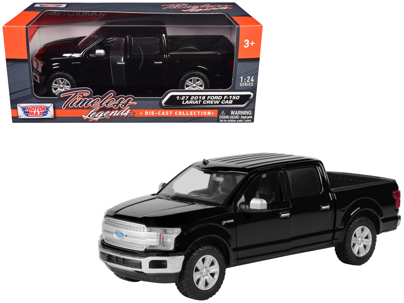 2019 Ford F 150 Lariat Crew Cab Pickup Truck Black 1/27 Diecast Model Car Motormax 79363bk