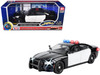 2023 Dodge Charger Pursuit Police Car Black and White with Flashing Light Bar Front and Rear Lights and 2 Sounds Builder s Kit 1/24 Diecast Model Car Motormax 79622BB-BKW