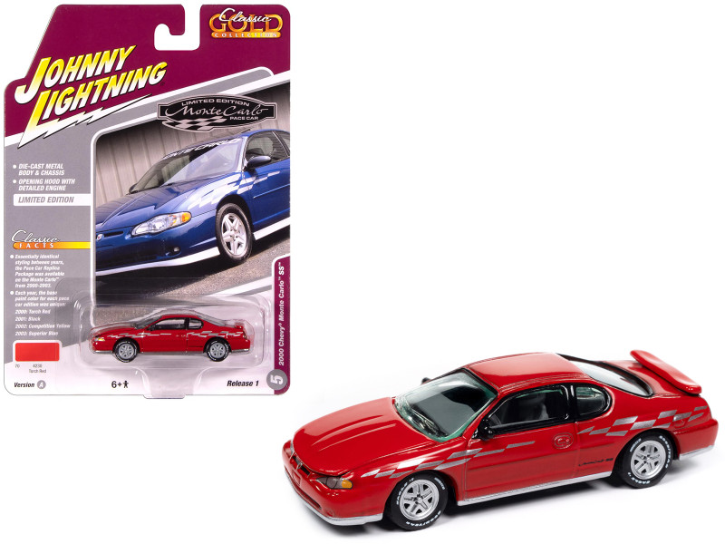 2000 Chevrolet Monte Carlo SS Torch Red with Silver Graphics Classic Gold Collection 1/64 Diecast Model Car Johnny Lightning JLCG033-JLSP391A