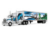 Kenworth W900L with 86 Studio Sleeper and 53 Utility Trailer with Skirts Walinga White with Blue Graphics 1/64 Diecast Model DCP/First Gear 60-2167
