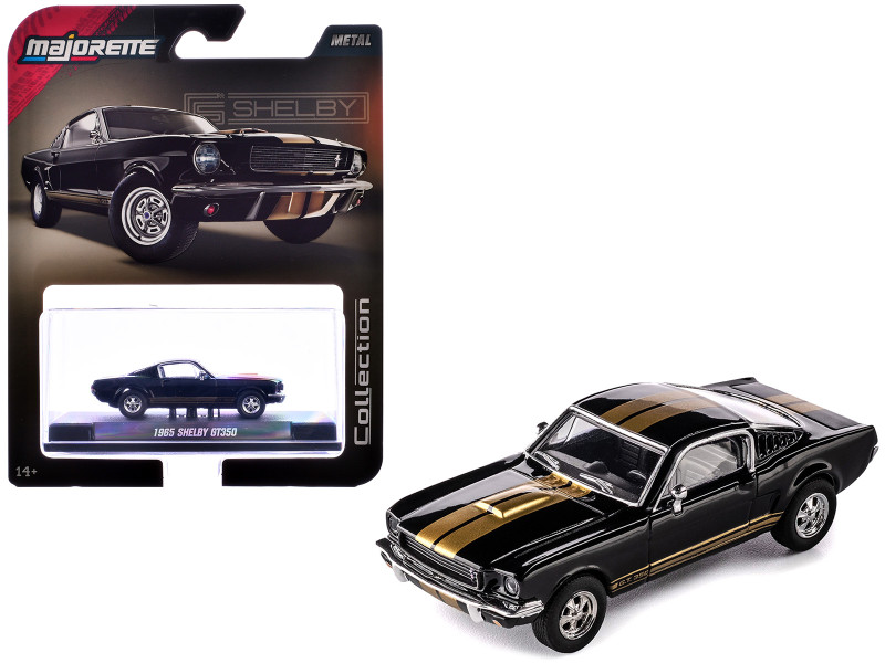 1965 Shelby GT350 Black with Gold Stripes Collection Series 1/64 Diecast Model Car Majorette MJ8505001014