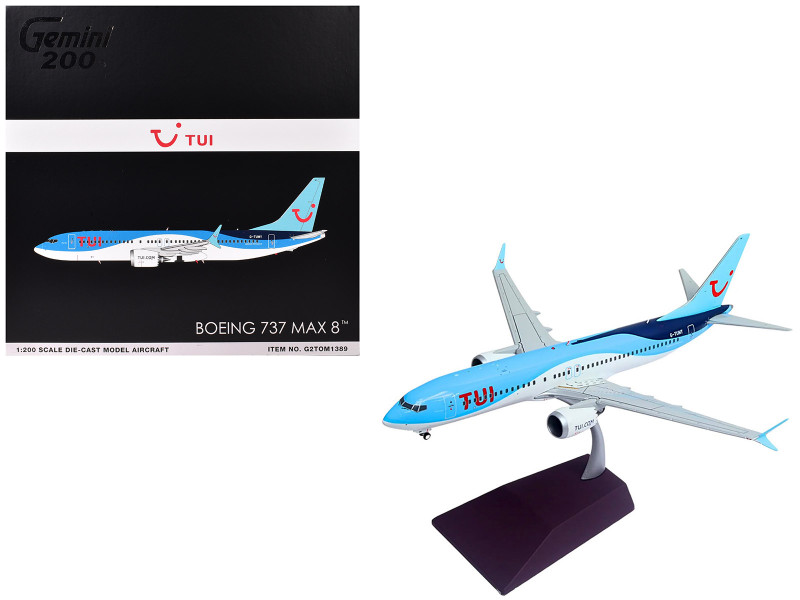 Boeing 737 MAX 8 Commercial Aircraft TUI Airways G TUMY Blue and White Gemini 200 Series 1/200 Diecast Model Airplane GeminiJets G2TOM1389