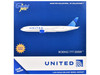 Boeing 777 200ER Commercial Aircraft with Flaps Down United Airlines N798UA White with Blue Tail 1/400 Diecast Model Airplane GeminiJets GJ2230F