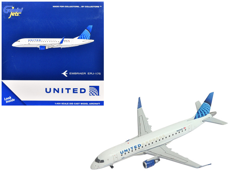 Embraer ERJ 175 Commercial Aircraft United Express SkyWest Airlines N606UX White with Blue Tail 1/400 Diecast Model Airplane GeminiJets GJ2342
