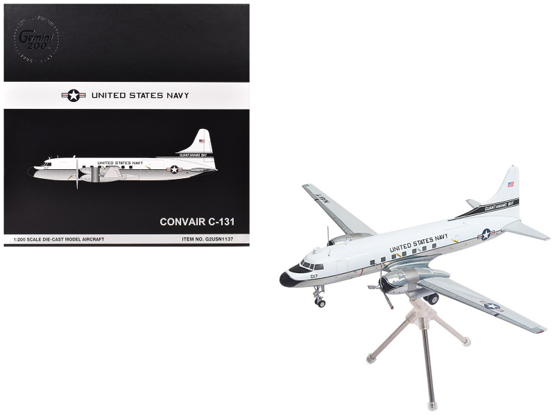 Convair C 131 Samaritan Transport Aircraft United States Navy NAS Guantanamo Bay 141017 White and Gray Gemini 200 Series 1/200 Diecast Model Airplane GeminiJets G2USN1137