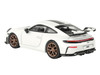 2025 Porsche 911 GT3 (992.2) Grand Prix White with Carbon Stripe 1/64 Diecast Model Car Paragon PA-55873