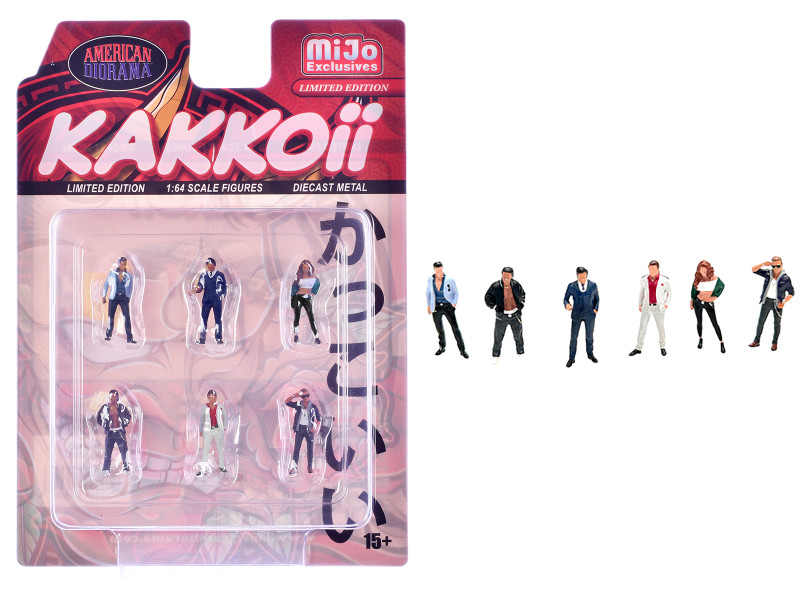 "Kakkoii" 6 piece Diecast Figures Set 1/64 Scale Models American Diorama AD-2425MJ
