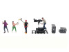 Behind The Scenes #2 7 piece 4 People 3 Accessories Diecast Figures Set 1/64 Scale Models American Diorama AD-2428MJ