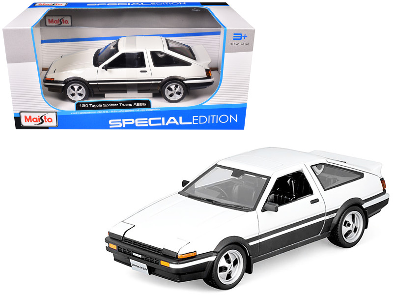 Toyota Sprinter Trueno AE86 RHD Right Hand Drive White with Black Stripes Special Edition Series 1/24 Diecast Model Car Maisto 32916WH