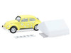 Volkswagen Classic Beetle Yellow with White Flower Graphics and Interior with Camp otel Cartop Sleeper Tent The Great Outdoors Series 4 1/64 Diecast Model Car Greenlight 38080A