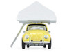 Volkswagen Classic Beetle Yellow with White Flower Graphics and Interior with Camp otel Cartop Sleeper Tent The Great Outdoors Series 4 1/64 Diecast Model Car Greenlight 38080A