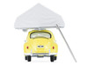 Volkswagen Classic Beetle Yellow with White Flower Graphics and Interior with Camp otel Cartop Sleeper Tent The Great Outdoors Series 4 1/64 Diecast Model Car Greenlight 38080A