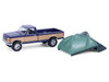 1987 Ford F 150 XLT Lariat Pickup Truck Dark Blue and Tan with Modern Truck Bed Tent The Great Outdoors Series 4 1/64 Diecast Model Car Greenlight 38080D