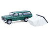 1990 Chevrolet Suburban Green with Modern Rooftop Camper The Great Outdoors Series 4 1/64 Diecast Model Car Greenlight 38080E