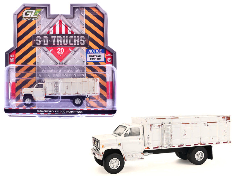 1980 Chevrolet C 70 Grain Truck White Weathered S D Trucks Series 20 1/64 Diecast Model Greenlight 45200A