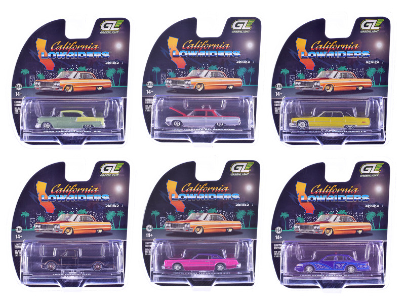 California Lowriders Series 7 Set of 6 pieces 1/64 Diecast Model Cars Greenlight 63080SET