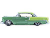 1956 Chevrolet Bel Air Lowrider Laurel Green Metallic and Crocus Yellow Two Tone with Green Interior California Lowriders Series 7 1/64 Diecast Model Car Greenlight 63080A