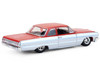 1964 Chevrolet Biscayne Lowrider Silver Metallic and Red Two Tone California Lowriders Series 7 1/64 Diecast Model Car Greenlight 63080B