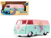 1961 Volkswagen Bus Pink and Blue with Graphics Disney s Stitch Hollywood Rides Series 1/32 Diecast Model Car Jada 36358