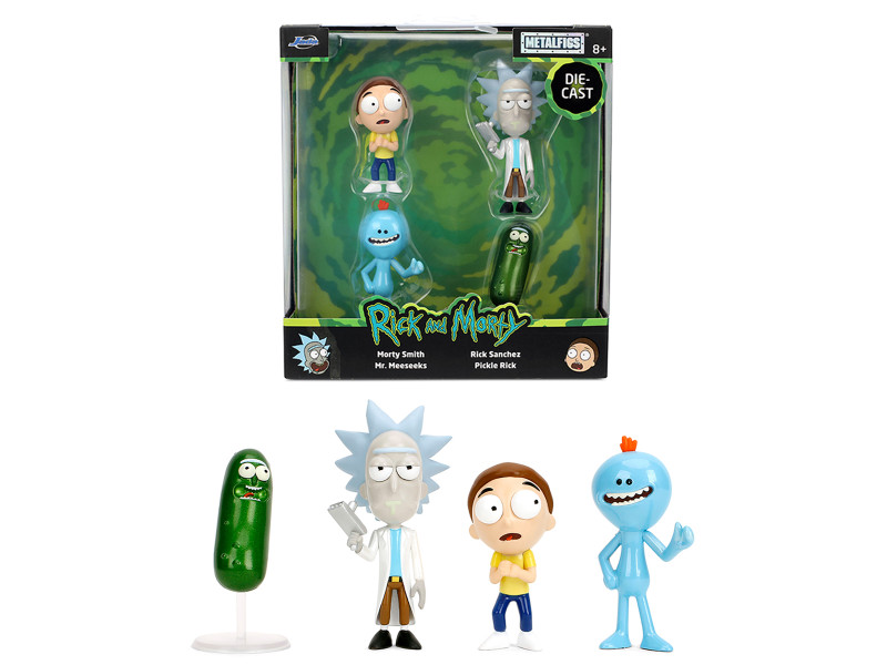 Set of 4 Diecast Figures Rick and Morty 2013 Current TV Series Metalfigs Series Diecast Model Jada 36696