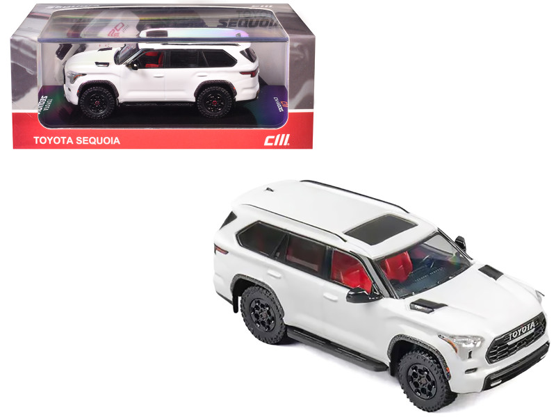 2024 Toyota Sequoia White with Red Interior 1/64 Diecast Model Car CM Model CM64-SEQUOIA-01