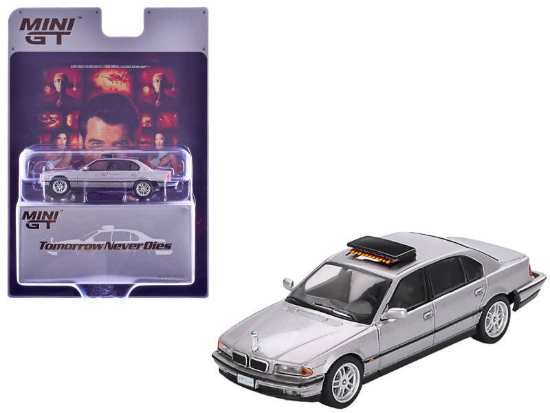 BMW 750IL Gray Metallic 007 James Bond Tomorrow Never Dies 1997 Movie Limited Edition 1/64 Diecast Model Car Mini GT MGT00902-007E