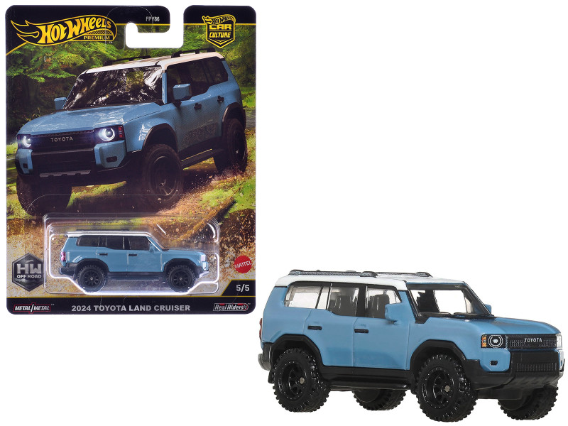 2024 Toyota Land Cruiser Blue with White Top HW Off Road Series Diecast Model Car Hot Wheels JBK52
