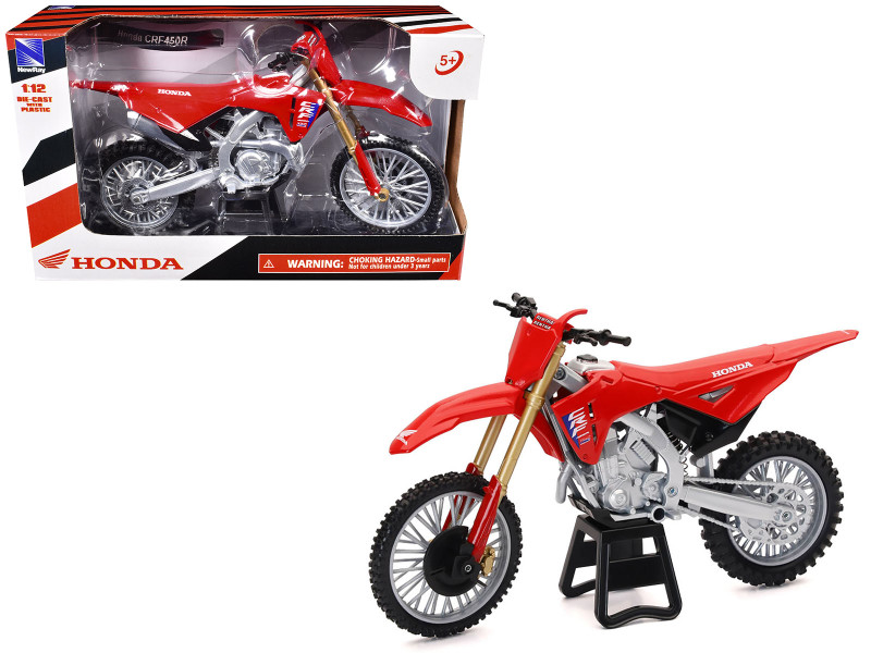 Honda CRF450R Motorcycle Red with Black Accents 1/12 Diecast Model New Ray 58493