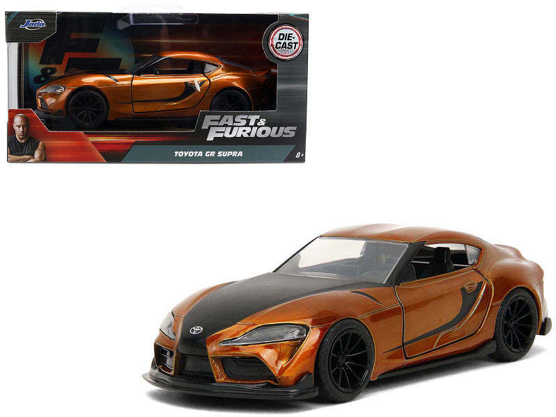 2020 Toyota Supra Orange Metallic with Black Stripes F9 2021 Movie Fast & Furious Series 1/32 Diecast Model Car Jada 35632