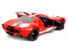 Ford GT40 MK1 Red with White Stripes and Graphics Pink Slips Series 1/18 Diecast Model Car Jada 36381