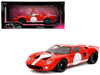 Ford GT40 MK1 Red with White Stripes and Graphics Pink Slips Series 1/18 Diecast Model Car Jada 36381