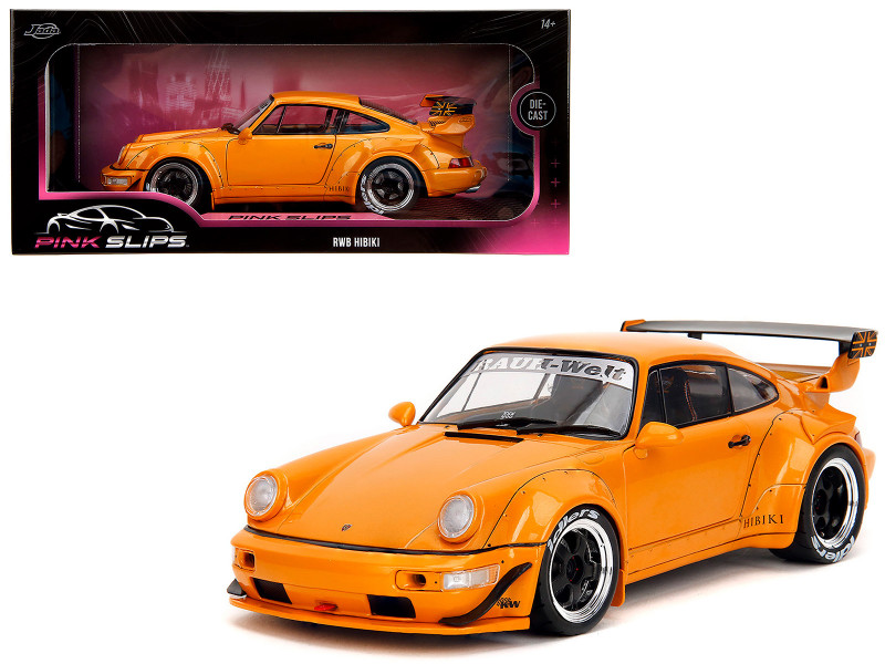 RWB Bodykit Hibiki Orange Metallic Pink Slips Series 1/18 Diecast Model Car Jada 36383