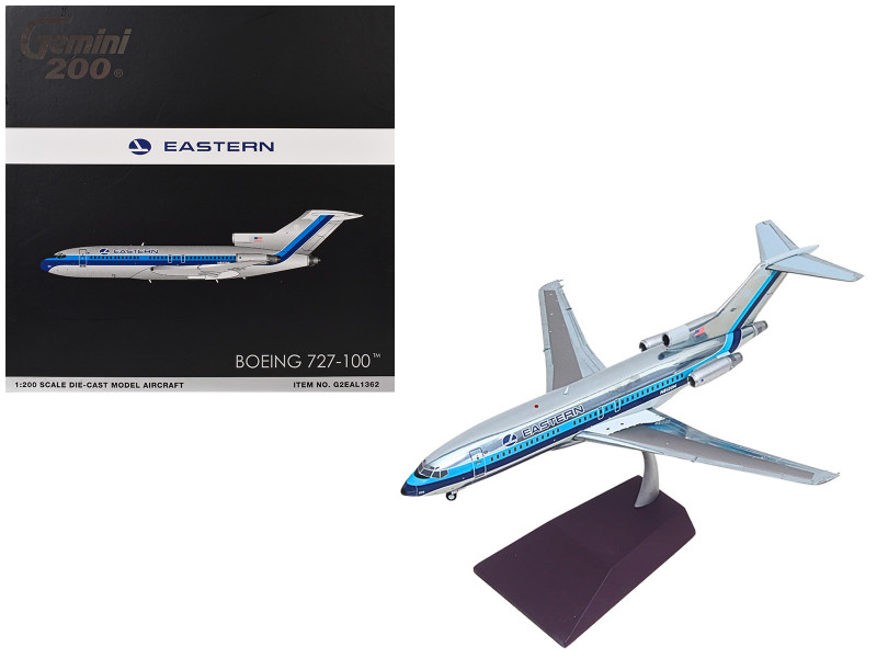 Boeing 727 100 Commercial Aircraft Eastern Air Lines N8120N Silver with Blue Stripes Gemini 200 Series 1/200 Diecast Model Airplane GeminiJets G2EAL1362
