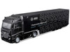 Mercedes Benz Actros Gigaspace Car Transporter Black and Mercedes AMG F1 W15 E Performance #63 George Russell Petronas Formula One F1 World Championship 2024 Racing Hauler Series 1/43 Diecast Model Car Bburago 38402GR