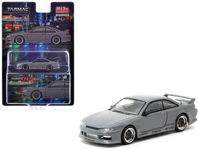 Nissan Silvia S14 Vertex RHD Right Hand Drive Gray Global64 Series 1/64 Diecast Model Tarmac Works T64G-018-GY