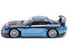 Mazda RX 7 RE Amemiya Widebody RHD Right Hand Drive Blue Chrome with Carbon Hood 1/64 Diecast Model Car Pop Race PR640223
