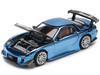 Mazda RX 7 RE Amemiya Widebody RHD Right Hand Drive Blue Chrome with Carbon Hood 1/64 Diecast Model Car Pop Race PR640223