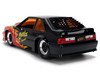 1989 Ford Mustang GT Black with Red Flame Graphics and Chester Cheetah Diecast Figure Cheetos Flamin Hot Hollywood Rides Series 1/24 Diecast Model Car Jada JA36255