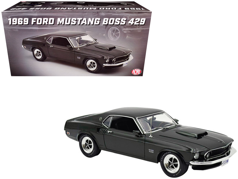 1969 Ford Mustang BOSS 429 Black Jade Metallic Limited Edition to 429 pieces Worldwide 1/18 Diecast Model Car ACME A1801888