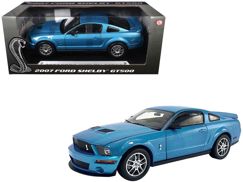 2007 Ford Shelby GT500 Windveil Blue Metallic Shelby Collectibles Series 1/18 Diecast Model Car ACME SC18006