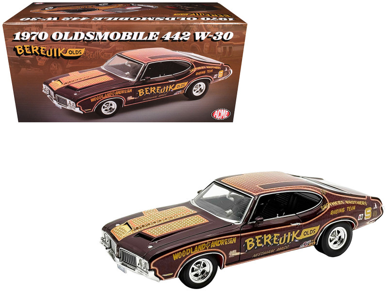 1970 Oldsmobile 442 W30 Berejik Olds Brown with Gold Graphics Limited Edition to 402 pieces Worldwide 1/18 Diecast Model Car ACME A1805629