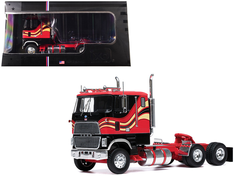 1985 Ford CL 9000 Truck Tractor Red and Black with Graphics 1/43 Diecast Model IXO Models U43TR003