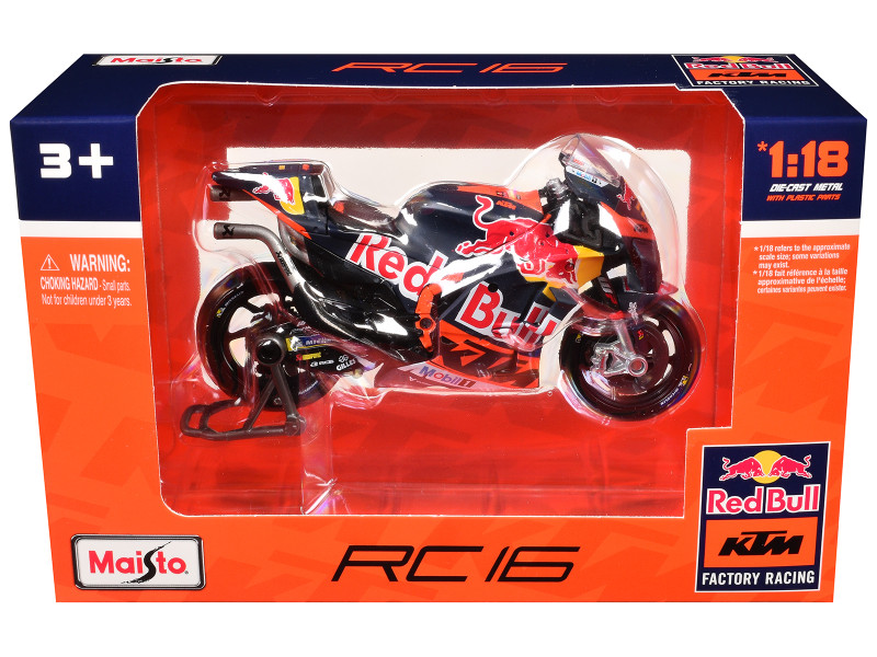 KTM RC16 Motorcycle #33 Brad Binder MotoGP Red Bull KTM Factory Racing 1/18 Diecast Model Maisto 34393