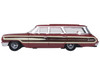 1964 Ford Country Station Wagon Squire Vintage Burgundy with Woodgrain Sides and White Interior 1/87 (HO) Scale Diecast Model Car Oxford Diecast 87FC64003