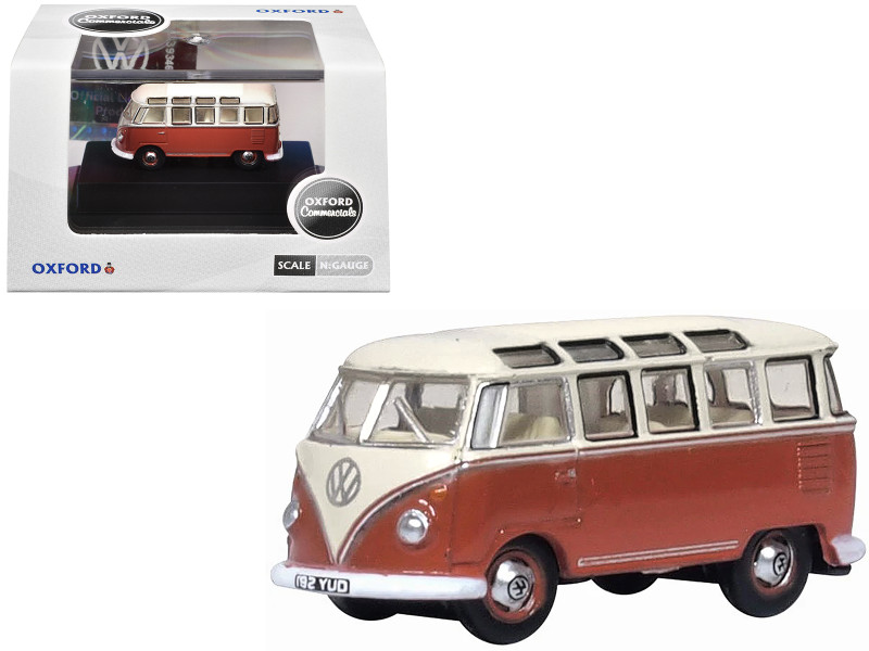 Volkswagen T1 Samba Bus Sealing Wax Red and Gray 1/148 (N) Scale Diecast Model Car Oxford Diecast NVWS001