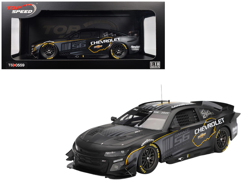 Chevrolet Camaro ZL1 #24 Hendrick Motorsports Test Car Matt Black with Graphics 1/18 Model Car Top Speed TS0559