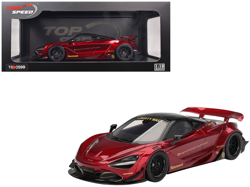 McLaren 720S LB Works Gem Red Metallic with Black Top 1/18 Model Car Top Speed TS0599