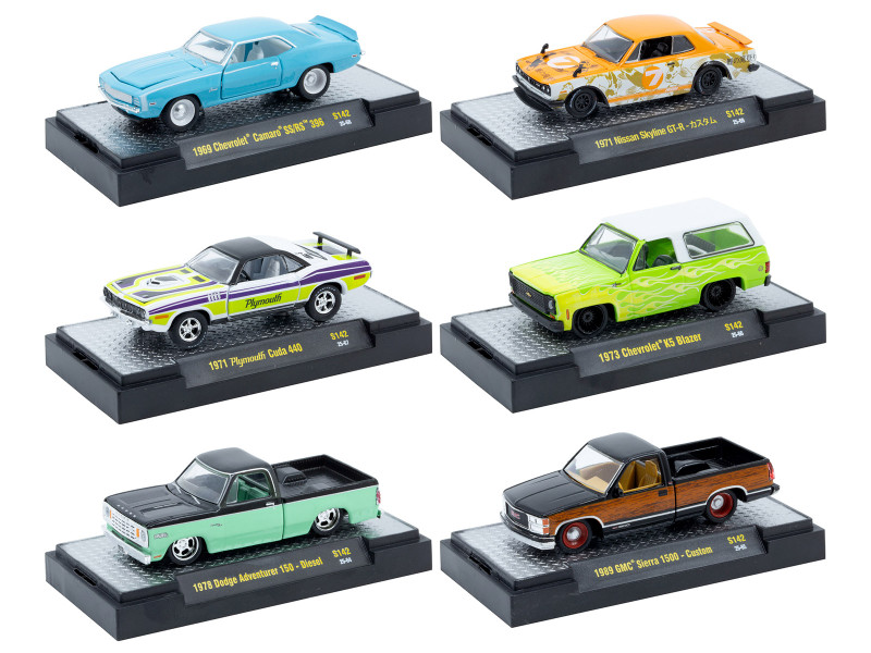 Auto Thentics 6 piece Set Release S142 IN DISPLAY CASES Limited Edition 1/64 Diecast Model Cars M2 Machines 32500-S142