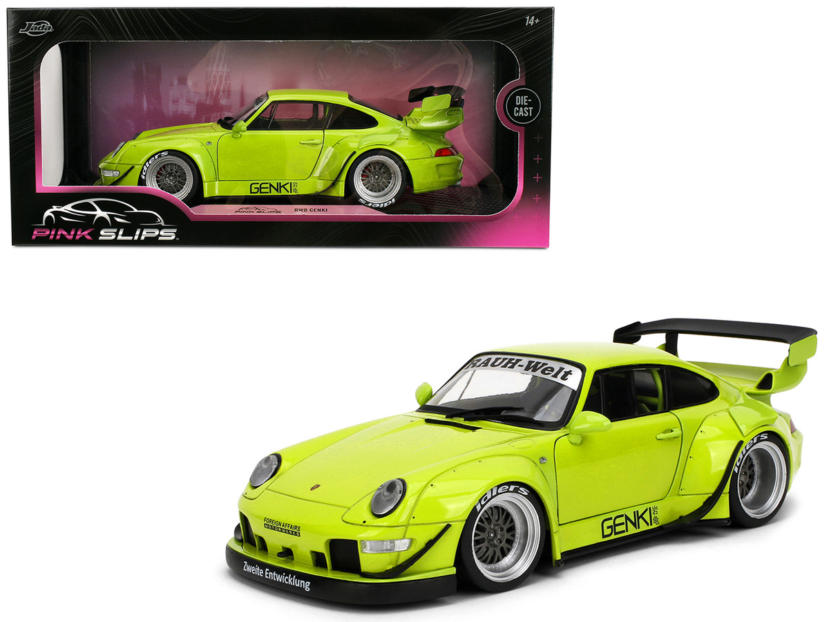 RWB Body Kit Genki Lime Green Pink Slips Series 1/18 Diecast Model