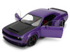 Dodge Challenger SRT Demon Purple Metallic with Matt Black Hood Pink Slips Series 1/18 Diecast Model Car Jada 36473